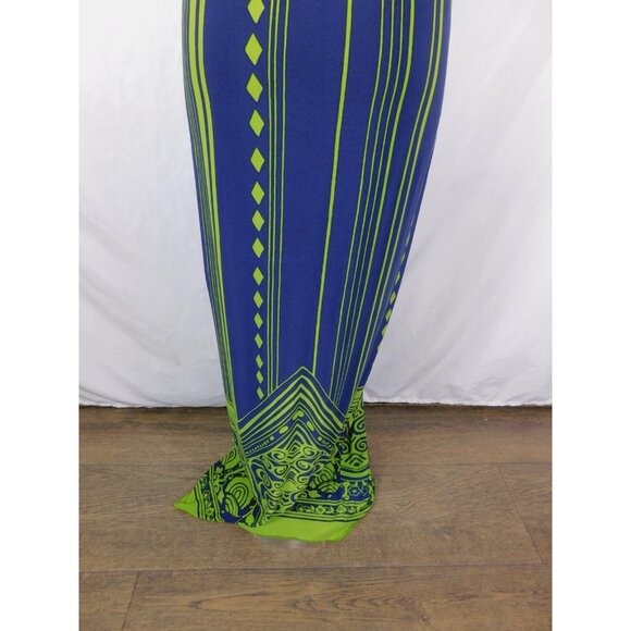 Carole Little Blue Green Halter Maxi Dress 4 - Beaded Neckline - Excellent - Picture 7 of 12